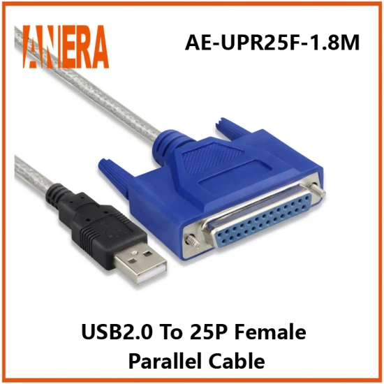 Ae-Upr25f-1m 병렬 프린터 케이블 USB 2.0 남성 - 25핀 dB25 여성 프린터 케이블