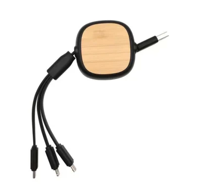 친환경 판촉 선물, 휴대폰 충전 케이블, USB/마이크로/Type-C/iOS, Bamboo 3 in 1 USB 데이터 케이블