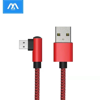 90도 나일론 마이크로 USB 케이블 2.4A 고속 충전 QC 3.0/2.0 모바일 게임용 직각 V8 케이블