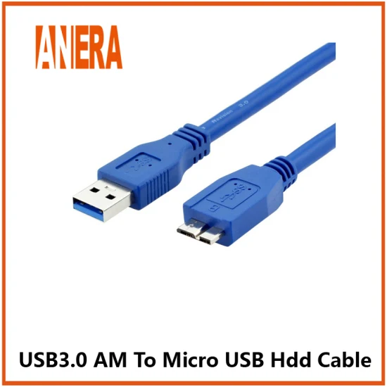 Anera 고속 5Gbps 데이터 케이블 USB 3.0 유형 A 남성 - 마이크로 B 남성 하드 드라이브 드라이버 케이블 0.5m